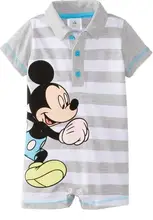 2015 summer new Boys cartoon striped collar short sleeve Gentleman conjoined clothes Baby rompers jumpsuits