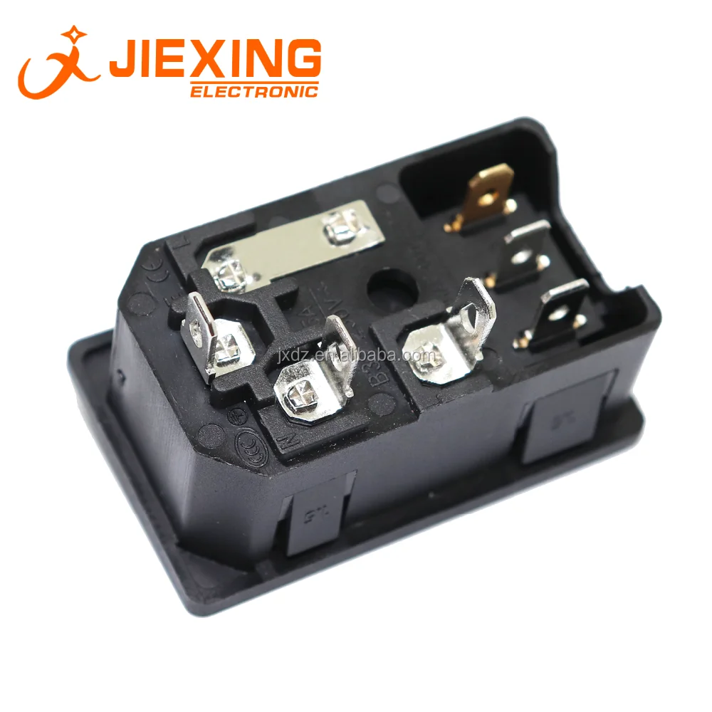 Ac01 Ac Power Socket With Red Rocker Switch 3pin And Fuse 15a 250v 3