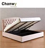 luxurious Pink or off white antique velvet fabric storage bed headboard frame with buttons