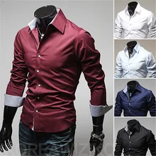 Free Shipping 2015 Fashion Menswear Camisa Masculina Long Sleeve Social Casual Dress Shirt Men Slim Fit Male Shirt M-XXXL B9004