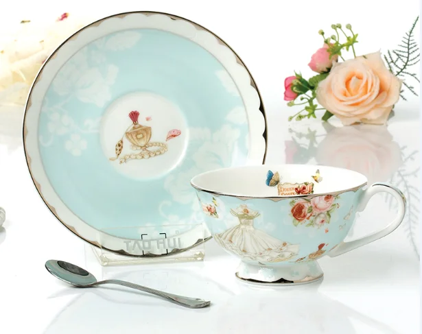 modern tea cup and saucer set best selling pattern coffee cup tea cup and saucer with spoon wedding tea set details