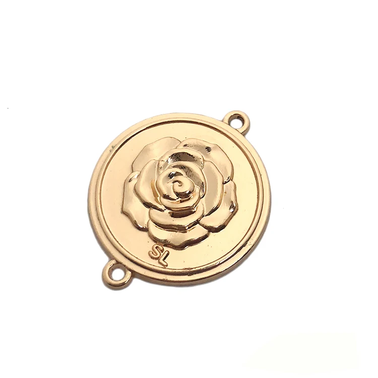  Engraved round gold name logo custom metal label tags plate for clothing