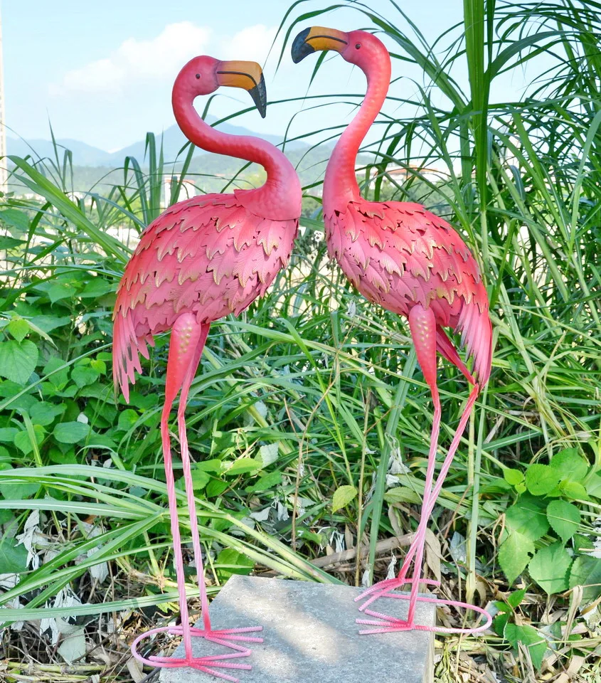 Metal Yard Art Pink Flamingo Garden Decoration - Buy Pink Flamingo