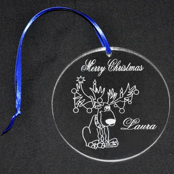 Custom Round Clear Acrylic Engraved Ornament Hanging Gift Pendant   Buy