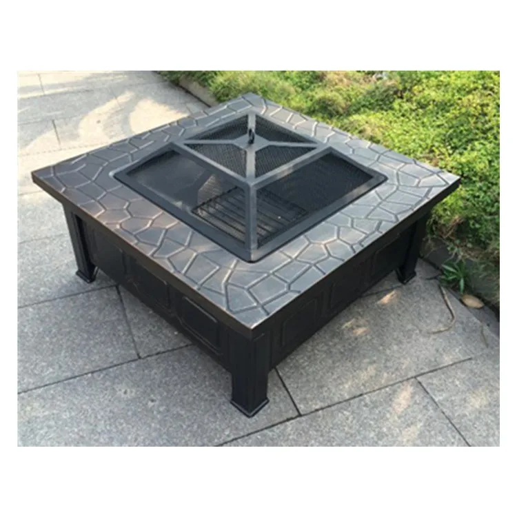 Square Fire Pit With Chimney Outdoor Garden Treasures Fire Pit