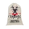 Large Christmas gift sacks canvas Xmas drawstring presents bag with deer pattern