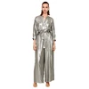 OEM fashion Women Flowing round neck open V-neck silver Shirt