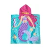 Size 48 x 24 Mermaid Theme Cotton Hooded Towel For Girls Ultra Soft Super Absorbent Use for Bath Pool Beach Times