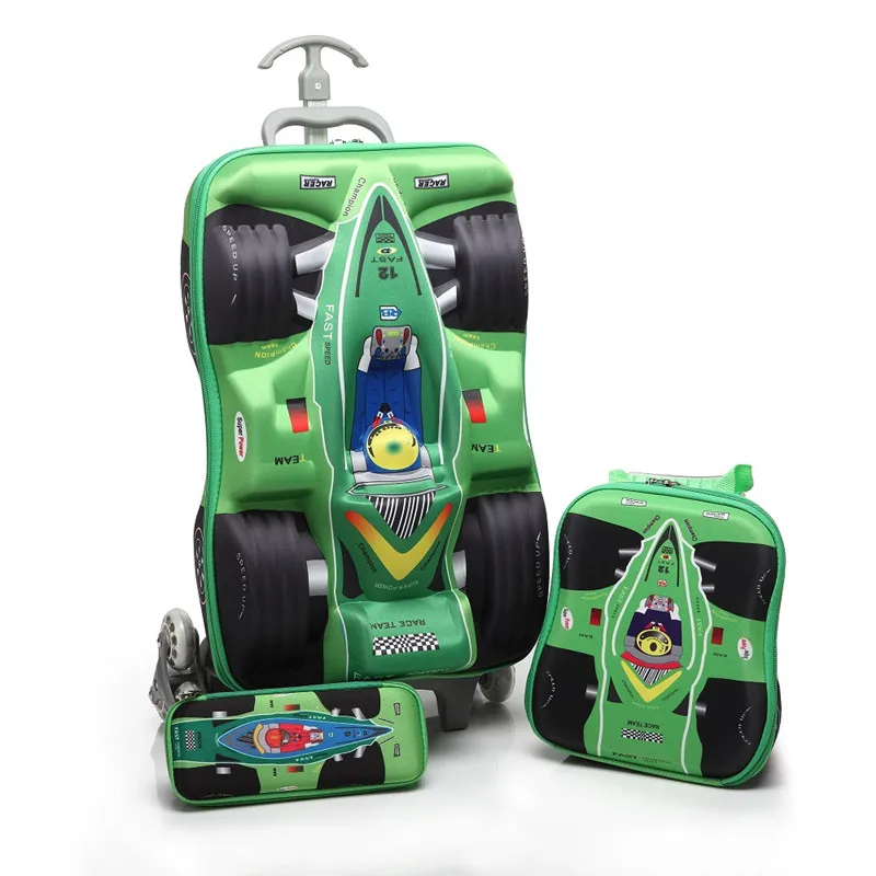16'' 3D carton kids school bag set children trolley luggage case