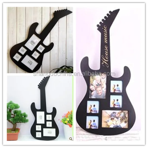 Buatan Tangan Kustom Gitar Berbentuk Kayu Foto Kolase 