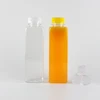 Custom logo Plastic Beverage Bottle 500ml 16 oz juice bottle Square Shape Transparent Beverage Bottle pet