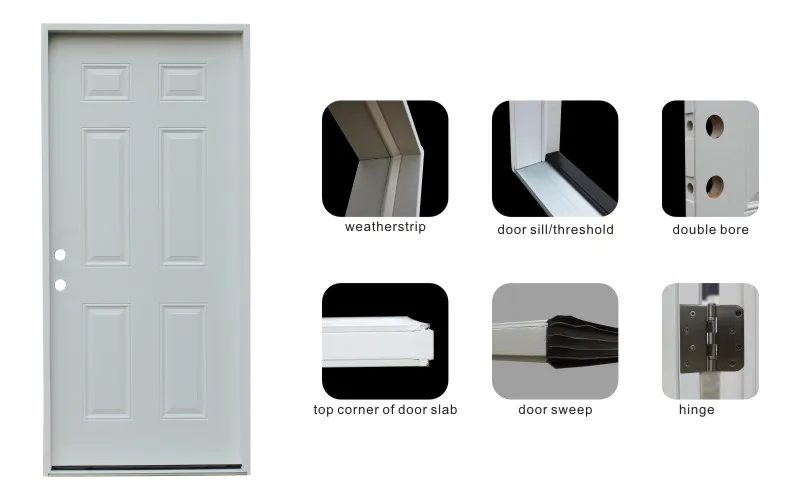 Fangda Polyurethane Insulated Panels Door For Sale Prehung Steel Door