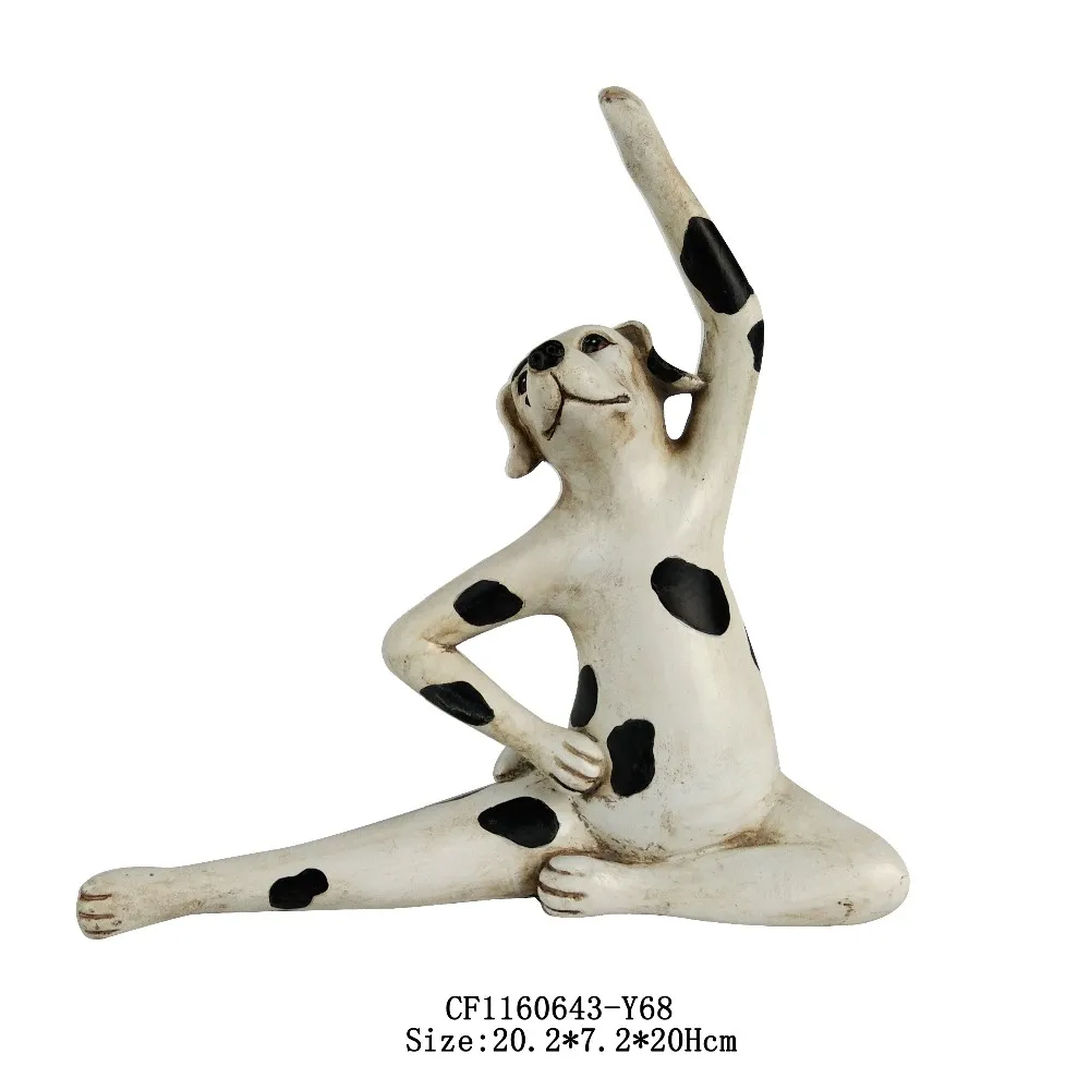 Resin Funny Yoga Pose Animal Statue Spotty Dog Figurine Home Decoration Artificial Europe Artistic Picture Shown Shine D 200PCS manufacture