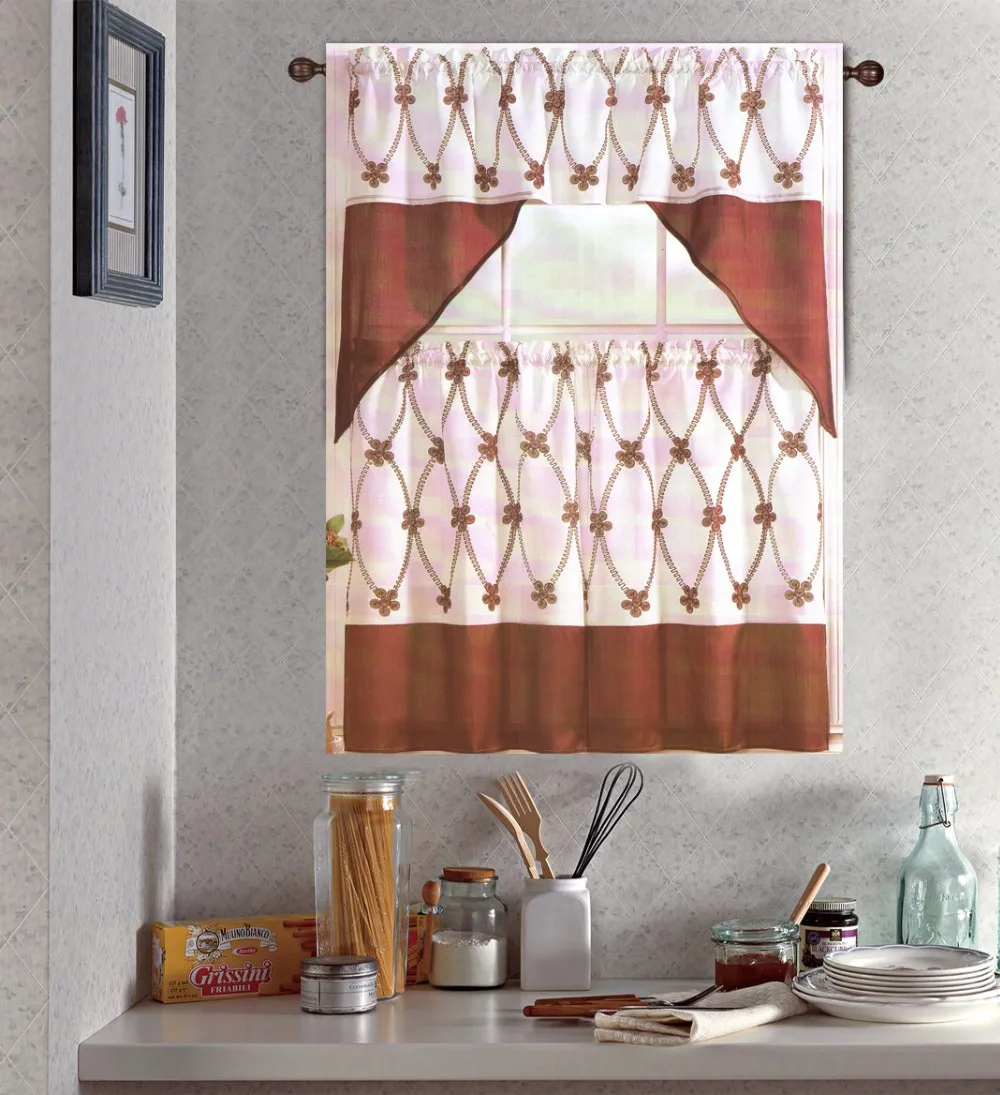 Fashionable Floral Pinting Beautiful Kitchen Window Curtains - Buy ...