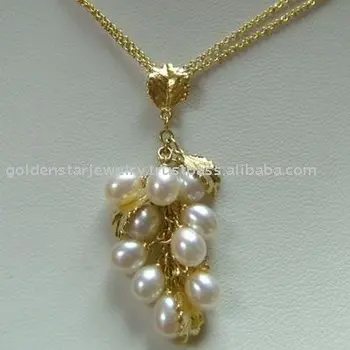 yellow gold pearl necklace