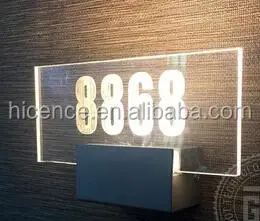 Crystal Glass Plate Hotel LED Lighted Door Room Number Level Number Direction Signage