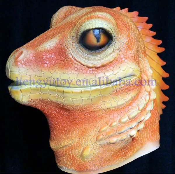 环保有趣的橡胶乳胶蜥蜴全头面具为万圣节派对