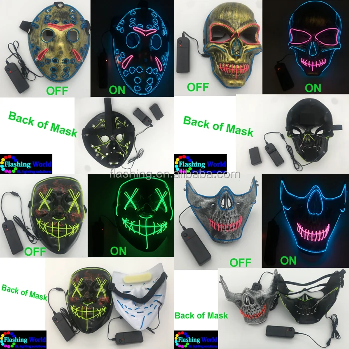 Hot Selling EL Music activated Mask,Neon Mask,neon wire Mask