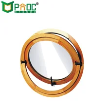 Frame de alum&iacute;nio cor de madeira janelas de vidro circular