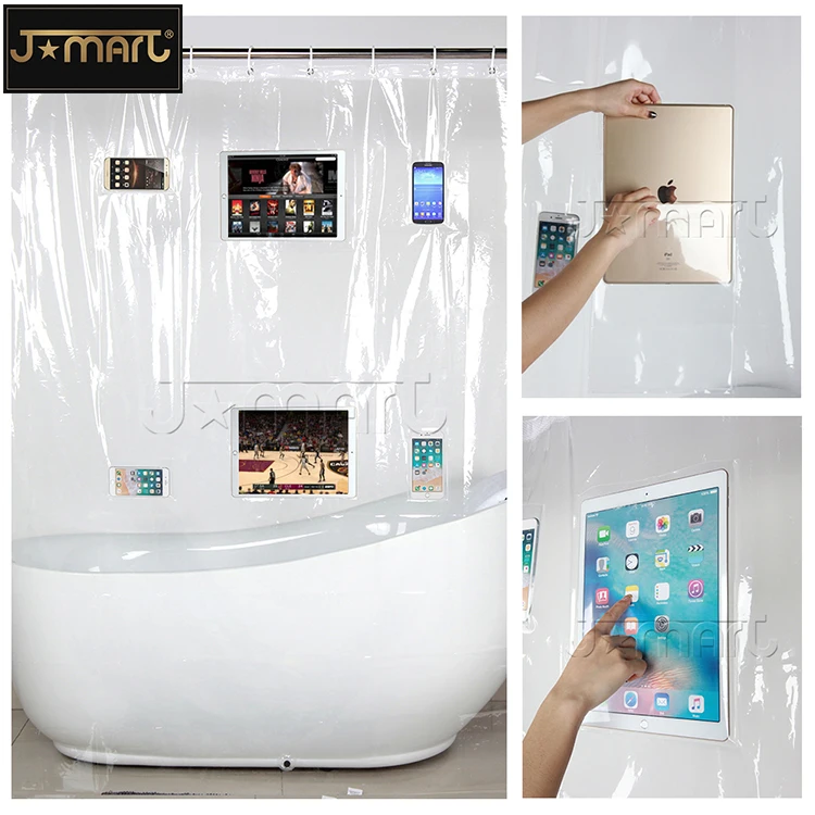 Pockets Clear Shower Curtain Liner With Tablet Or Phone Holder Buy