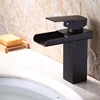 Modern sanitary wares square design single handle brass waterfall basin mixer faucet