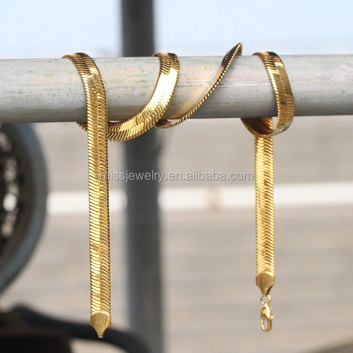 Gold Plated Herringbone Chain Design 