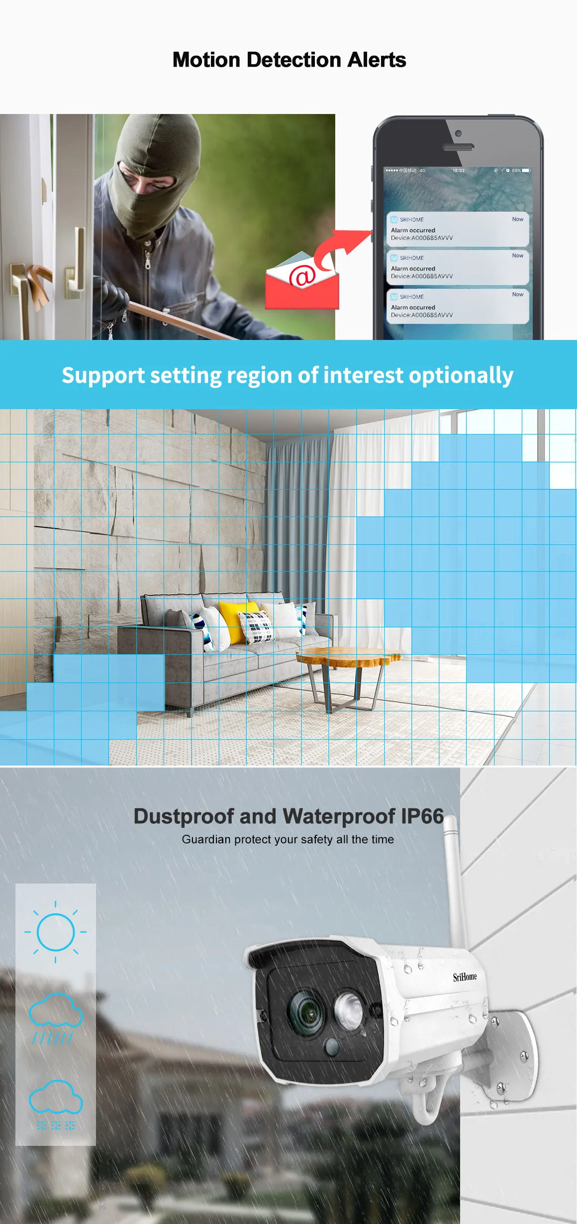 Sricam Solar Power Outdoor Ip66 Waterproof Ir Wireless Ip Camera 2mp