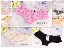 Mini order $7) 2014 Hot sale Brand Sexy Dot calcinha female underwear women Lace Ruffles Women’s Panties butt lifter Briefs