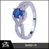 Big blue sapphire retro 925 silver wedding quartz gemstone fashion ring