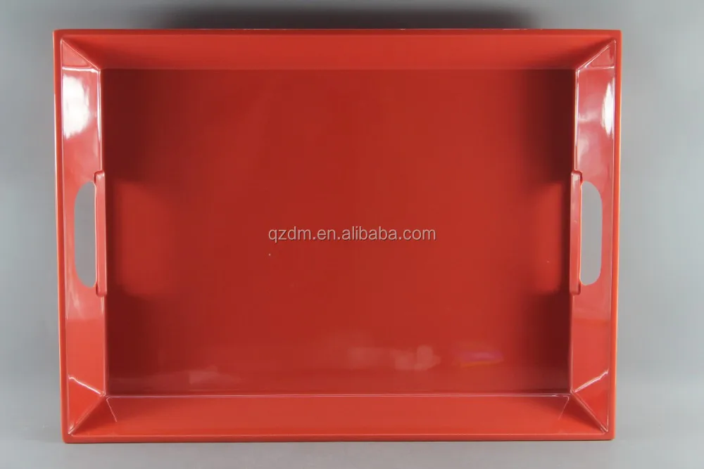 20"Melamine Tray With Handle , 30% melamine Red Tray