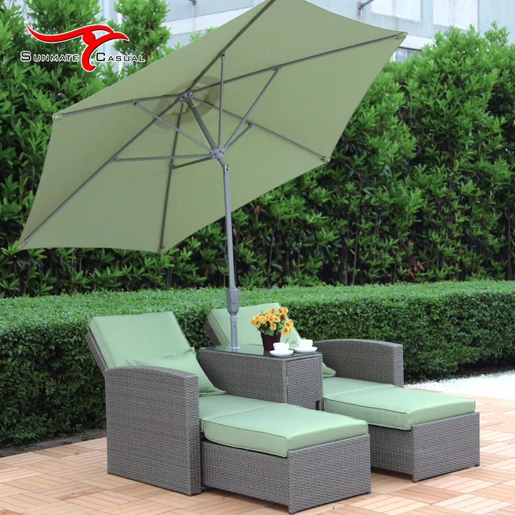 2 Seat Multi-purpose Folding Reclining Garden Furniture Outdoor Rattan Wicker Sofa Bed