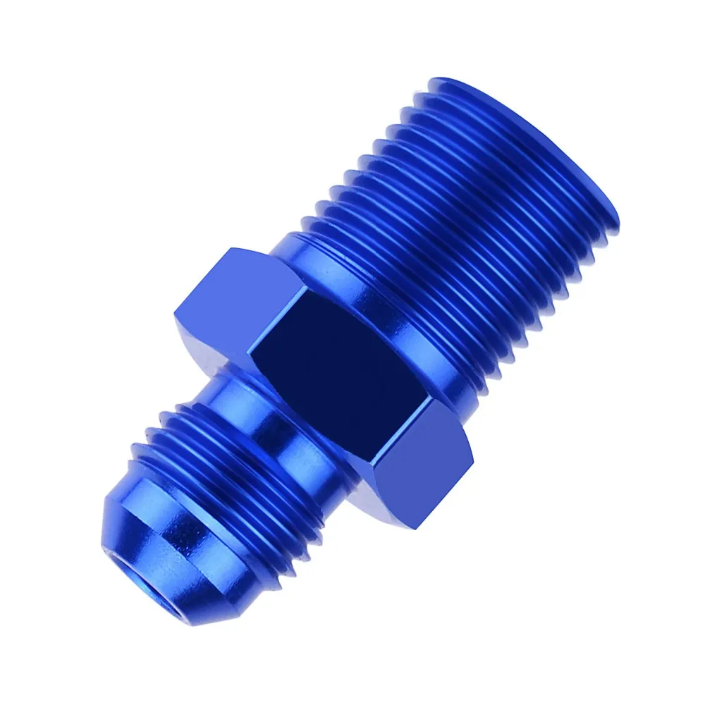Straight Adapter Fitting - 6 AN To 3/8" NPT, Black Anodized 6061-T6 Aluminum