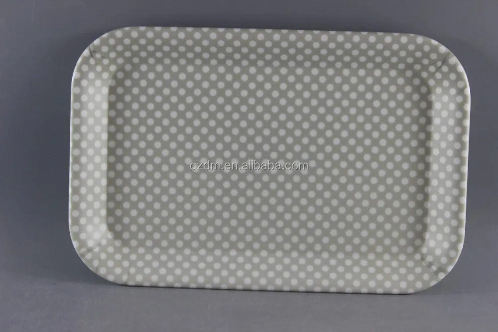 No Print Melamine White Serving Tray With 2 Handle For Bread Shop