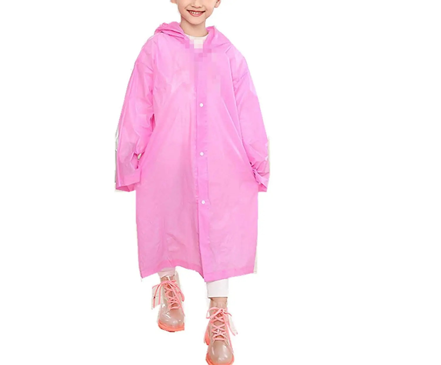 Taiduosheng Age 6-12 Kids Dots Style Hooded Rain Poncho Raincoat Cover Long Rainwear