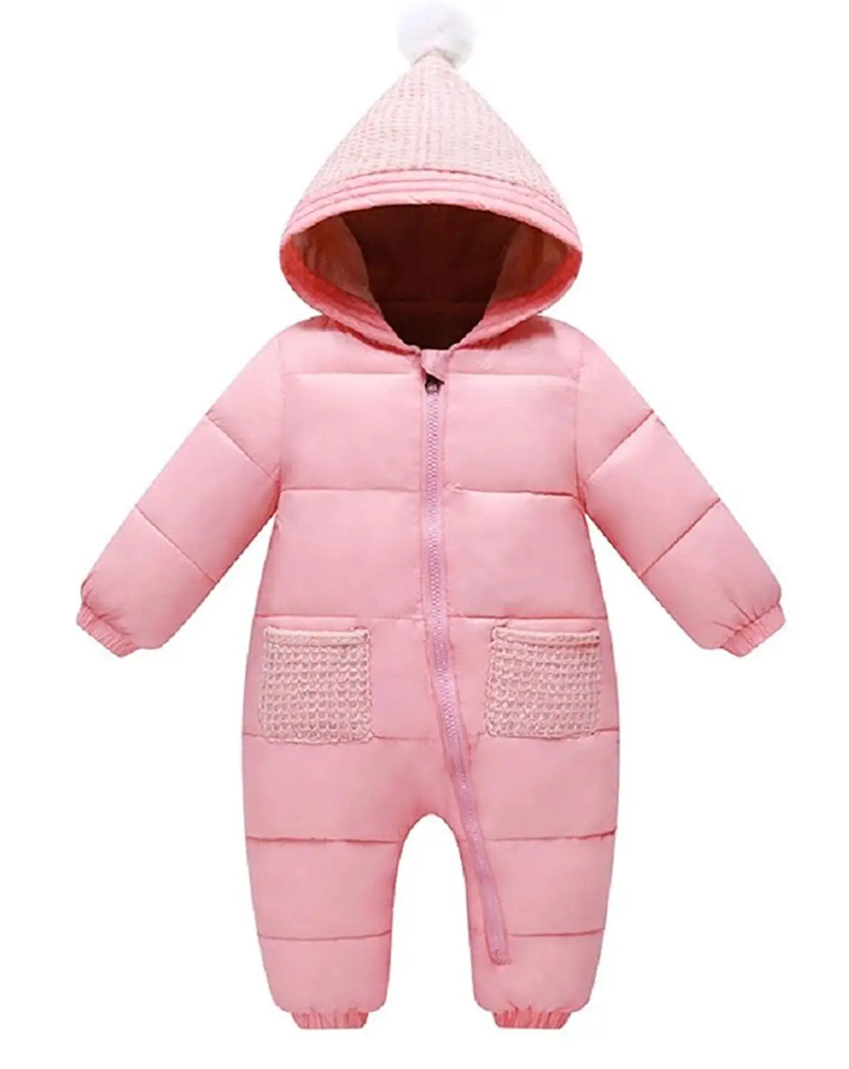 TAIYCYXGAN Unisex Baby Boys Girls Puffer Hooded Jacket Jumpsuit Fleece Lined Winter Warm Snowsuit Romper Zip Up