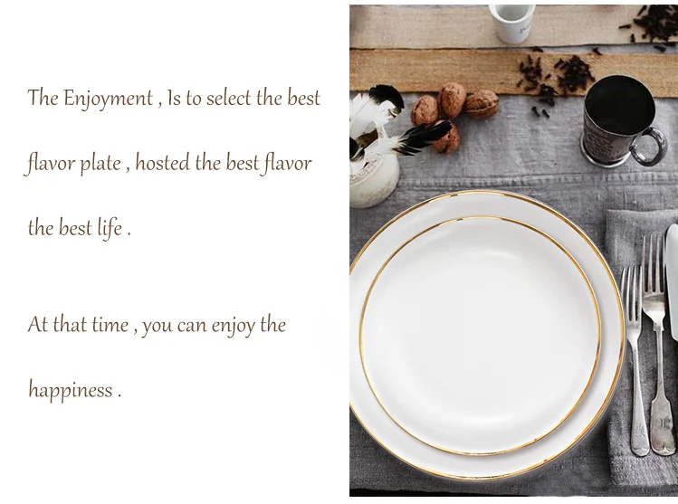 Wholesale Bone Ceramic Plate Set Wedding Charger Plates Dubai Gold Rim Dinnerware Set Buy