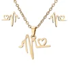2017 new stainless steel ECG clavicle necklace earrings jewelry set ,titanium steel jewelry sweater chain necklace