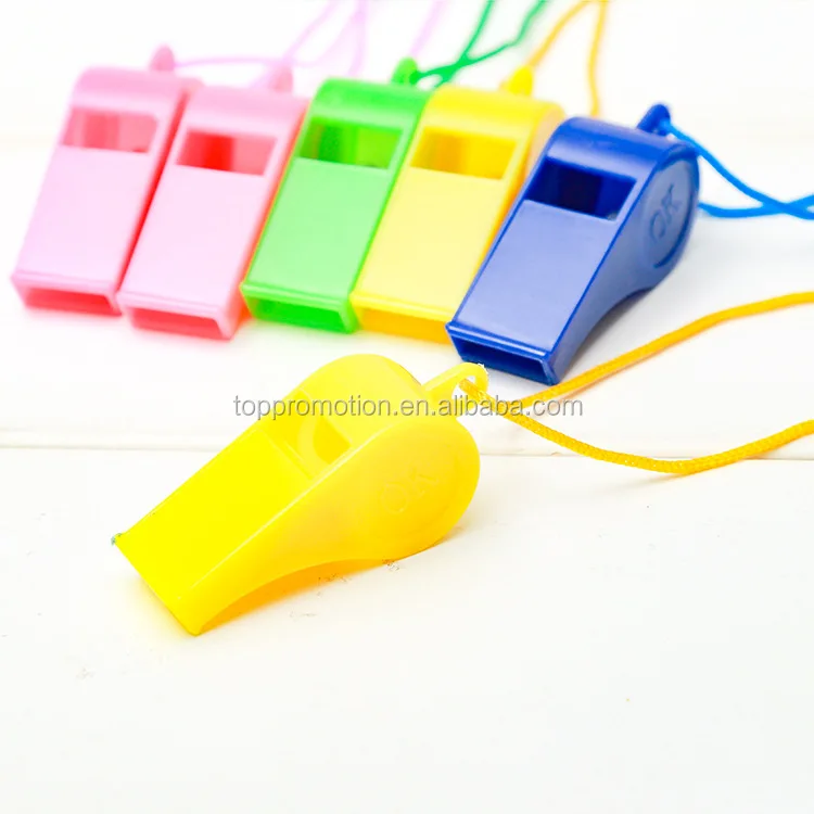 Fashion plastic  whistle with cord cheap whistles