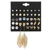 Pearl Insect Owl Diamond-encrusted Earrings Stud Combined With Leaf Earrings Women Girls Fashion Jewelry