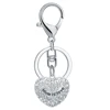 Fancy white crystal mum is love heart keychain machine metal alloy bag keychain for gift