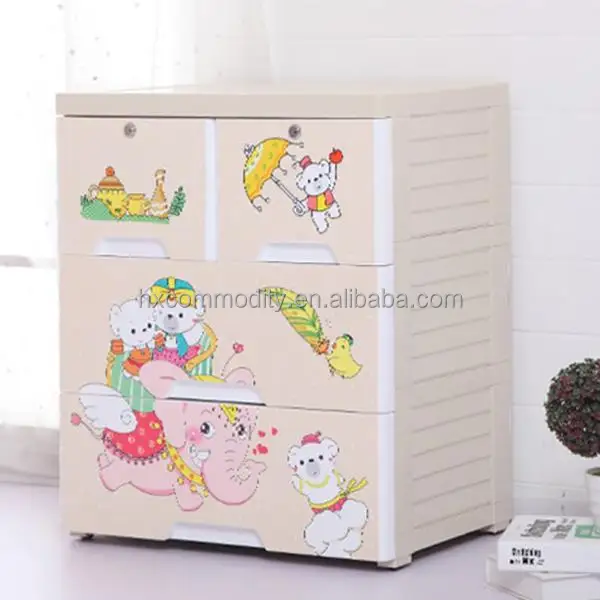 Cartoon Design 3 Layer Baby Clothes Keyway Plastic Cupboard Buy