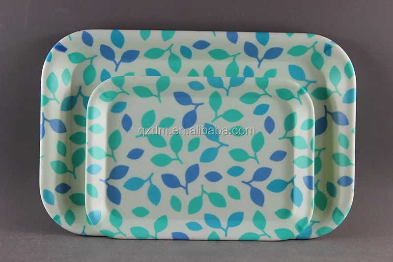 Dull Polish Surface Melamine Rectangle Tray Set Of 2 Piece