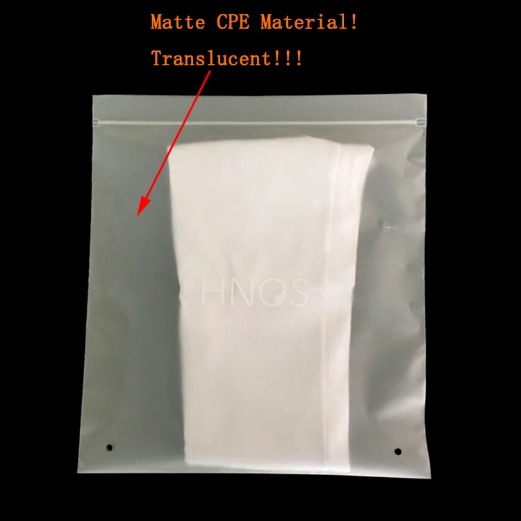 Wholesale Matte Frosted CPE Plastic Zipper Bag T Shirt Clothes Plastic Poly Bag For Clothes