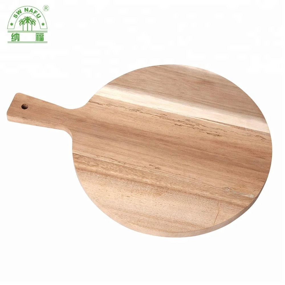 Lively Home Goods Round Blank Acacia Wood Cutting Board With Handle