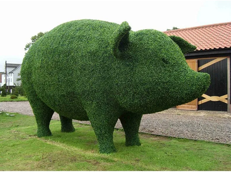 Artificial Green Grass Boxwood Topiary Plastic Animal Shape Boxwood