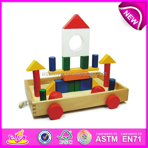 Pull And Push Wooden Toy Cart For Kids,Children Pullalong Wooden Baby