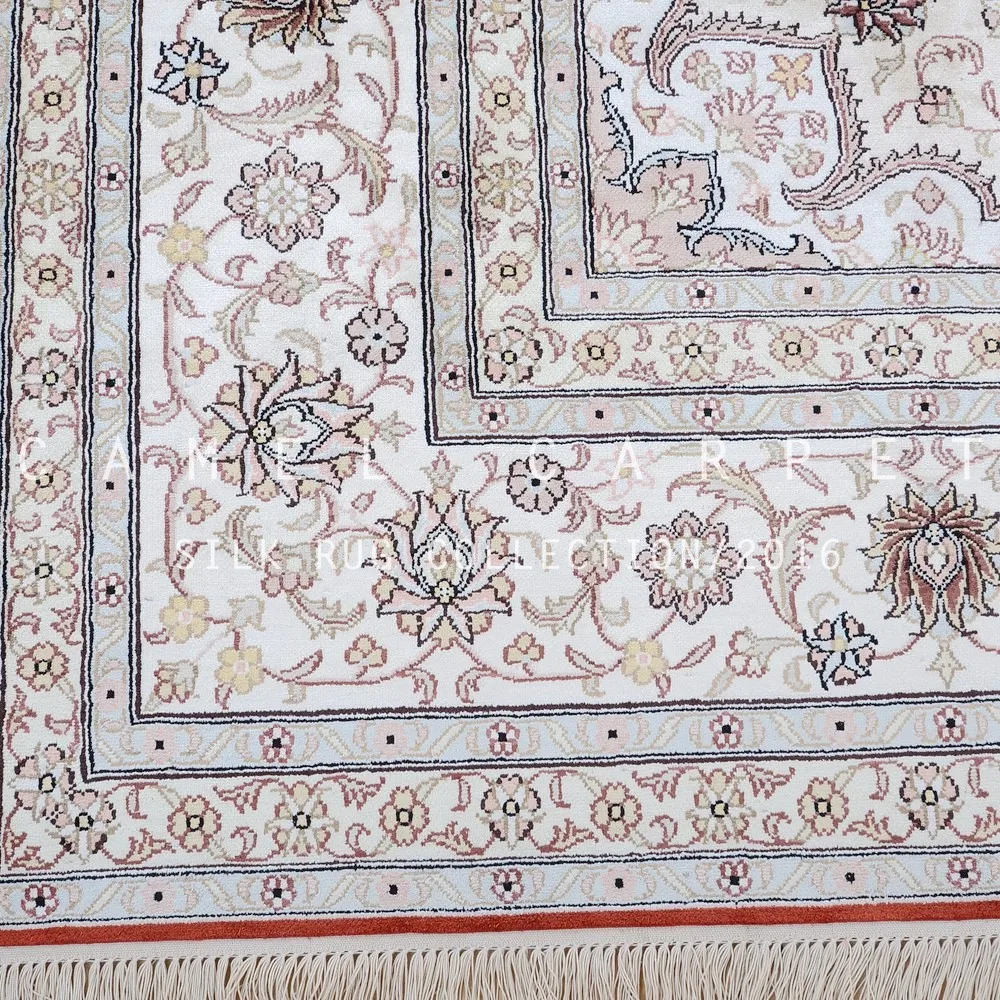 Traditional Silk Rug Red Beige Handmade Pakistan Carpet - Buy Handmade ...