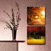 Autumn Forest Nature Landscape Picture Home Wall Decor Gold Forest Painting 2 Panel