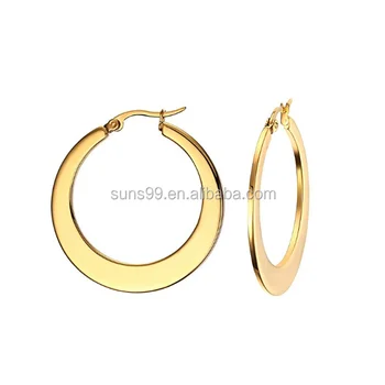 New Design Ring Type Earrings Gold Plated Stainless Steel Polished New Design Ring Type Earrings Gold Plated Stainless Steel Polished Round Hoop For Women