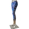 slim fit women sexy hollow side strips yoga pants sublimation sports 3/4 compression women gym tights
